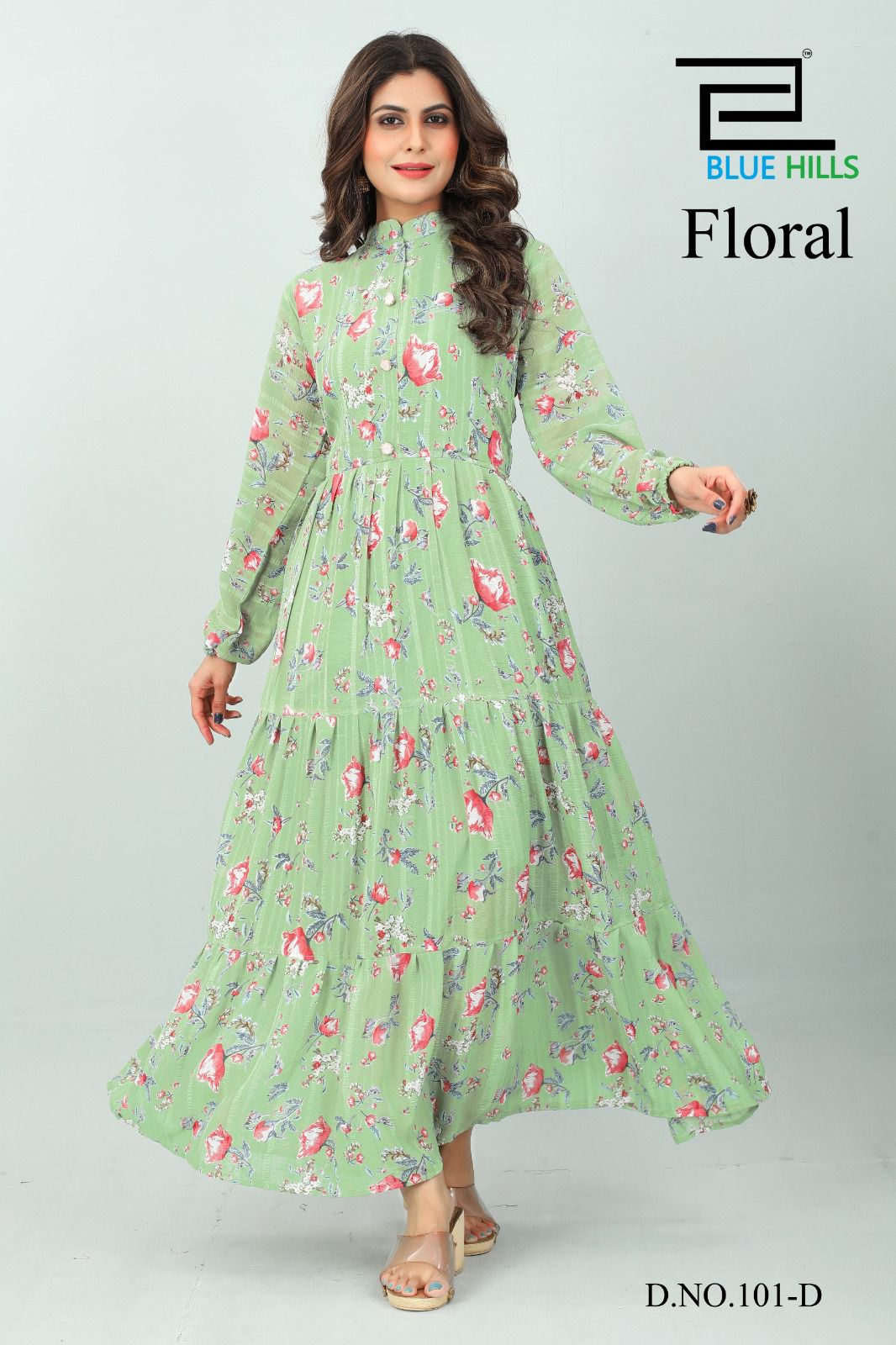 Floral By Blue Hills 010-A To 101-C Long Designer Kurtis Catalog